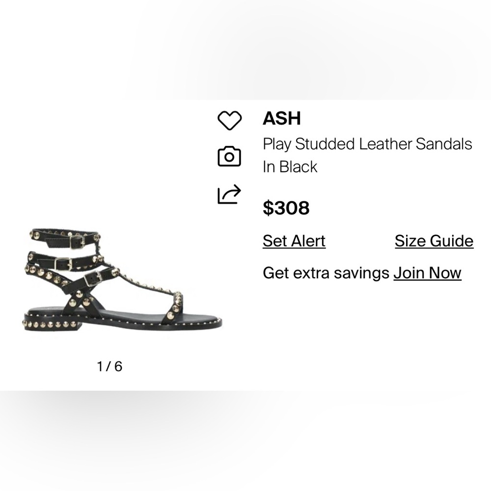 ASH - Play Studded Leather Sandals In Black - Picture 6 of 6